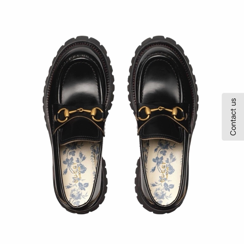 Gucci Black Leather Horsebit Lug Sole Loafers